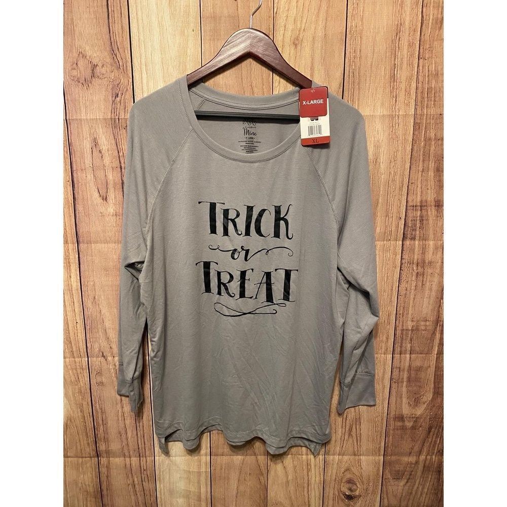 State of Mine XL NWT grey Halloween trick treat long sleeve shirt top women’s
